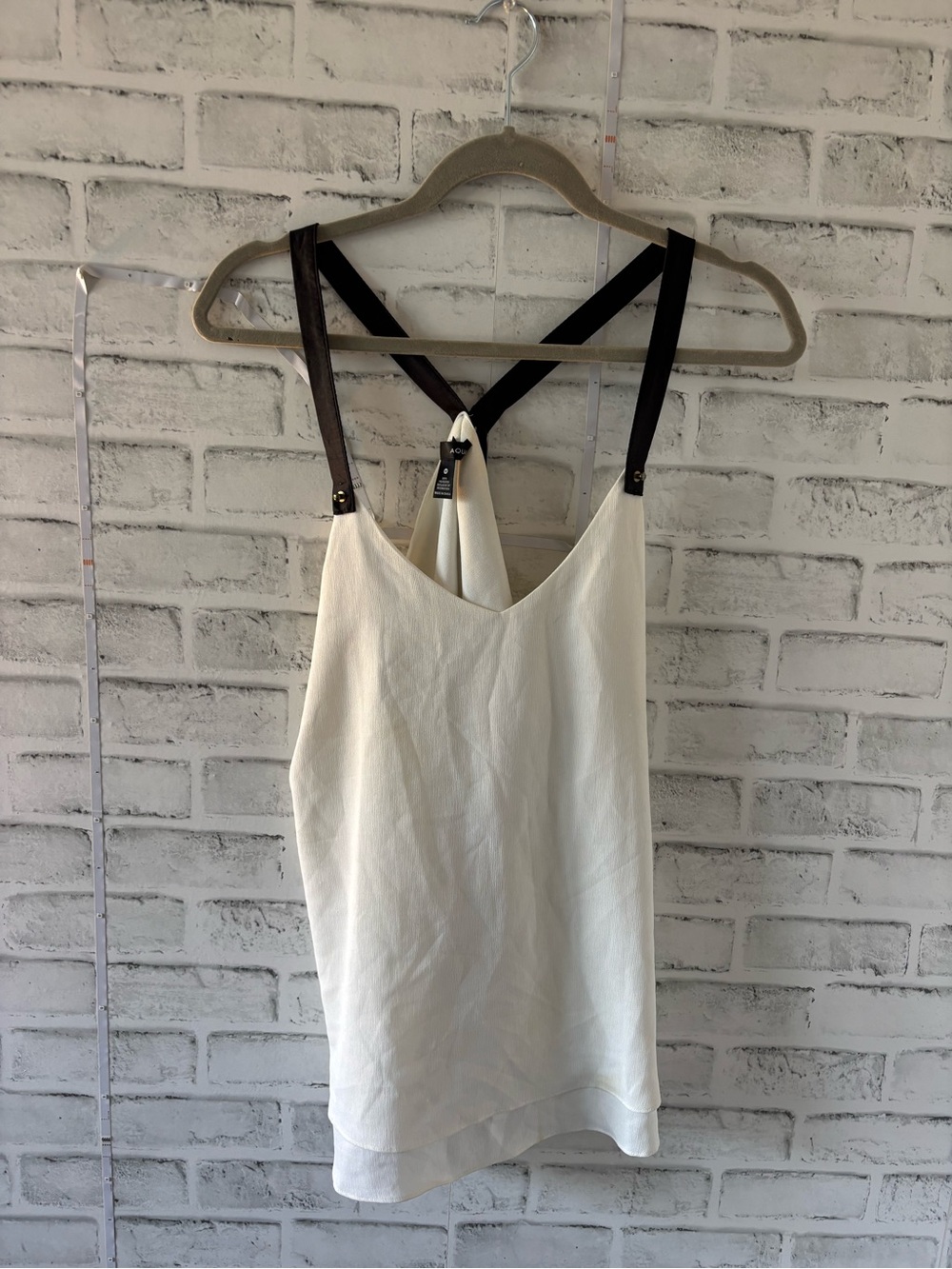 Aqua Cream V-Neck Camisole with Black Cross-Back Straps
